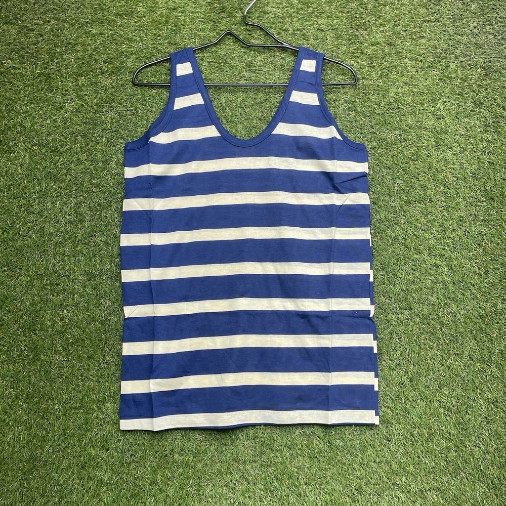 Vintage 60s 70s Striped Beach Surf Tank Top Shirt Mens Medium USA KFM Sportswear